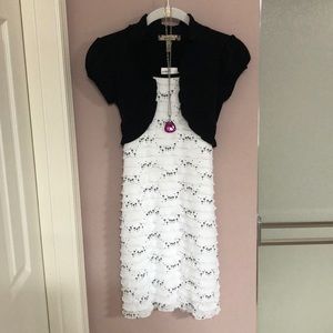 Speckles brand girls black and white dress